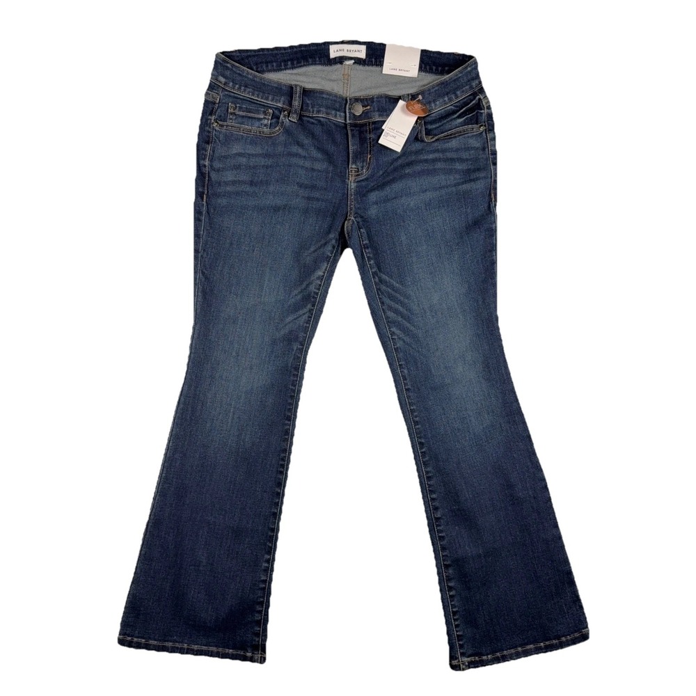 Lane Bryant Deluxe Fit Boot Jeans Womens 14P Blue Low Rise Bootcut Denim NWT